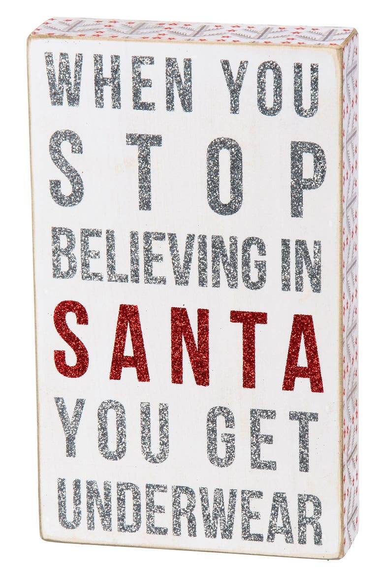'When You Stop Believing' Box Sign, Main, color, WHITE MULTI
