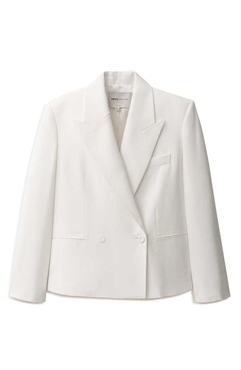 MANGO Oversize Double Breasted Blazer, Alternate, color, White