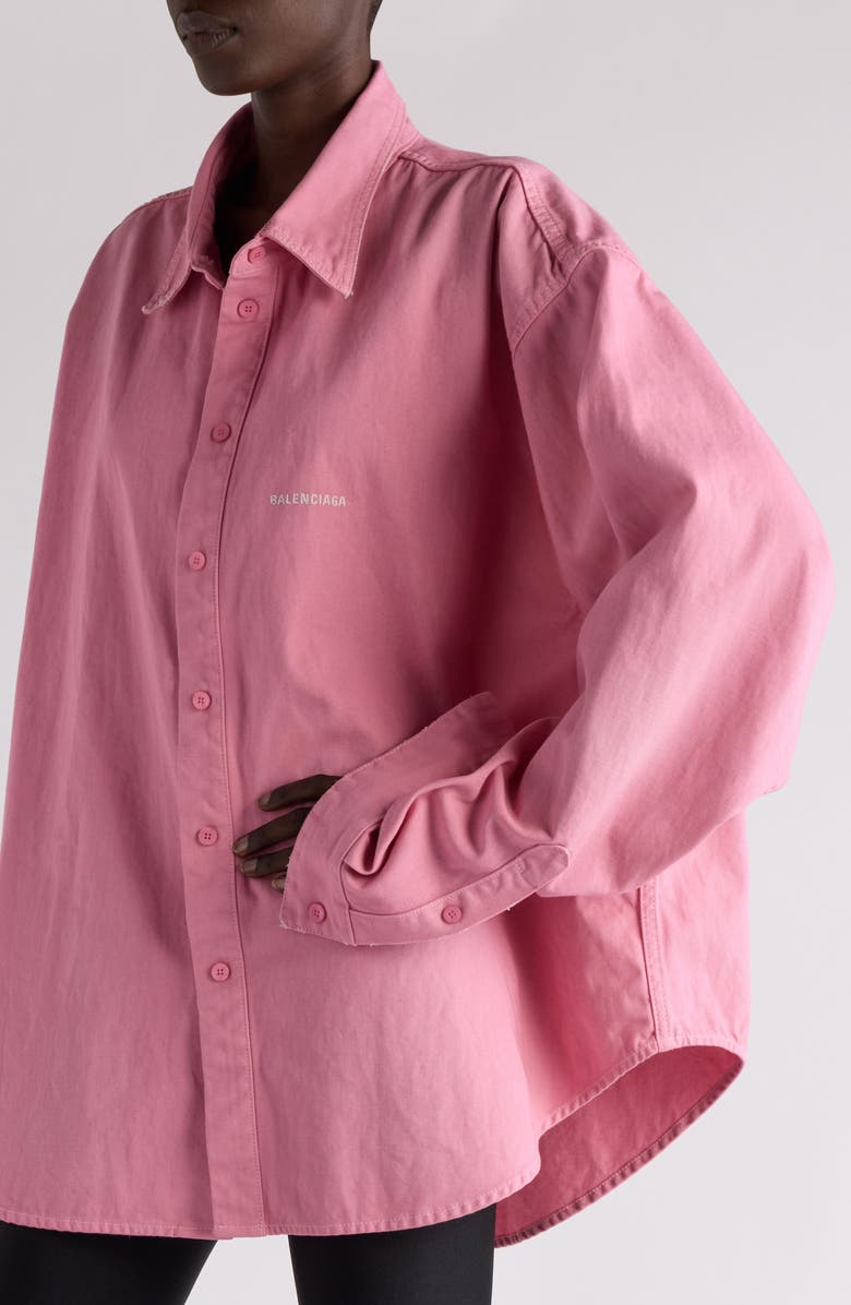 Balenciaga Cocoon Oversize Cotton Poplin Button-Up Shirt, Alternate, color,