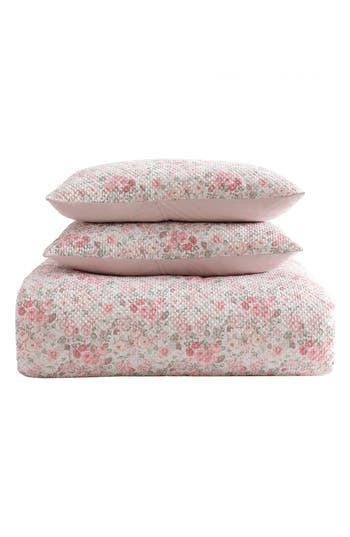Laura Ashley Floral Quartet Bonus Comforter & Sheet Set In Pink/green