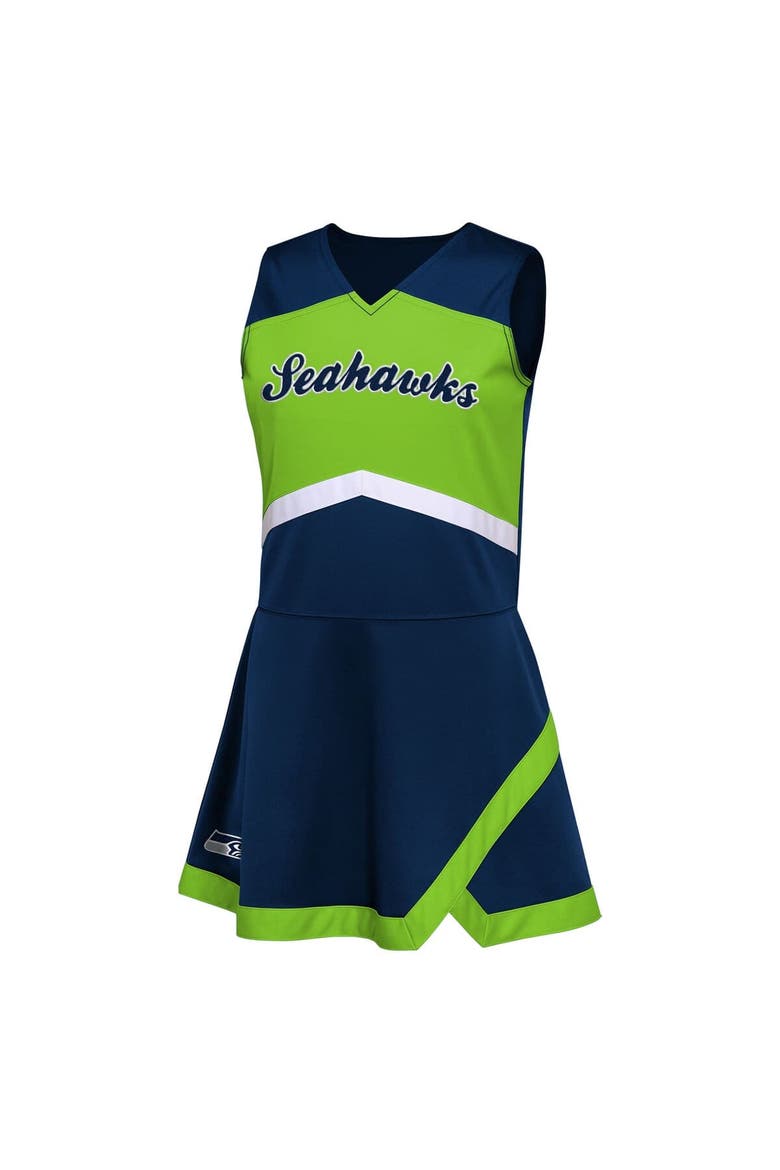 Girls Preschool Navy Seattle Seahawks Two-Piece Cheer Captain Jumper Dress with Bloomers Set, Alternate, color, Navy