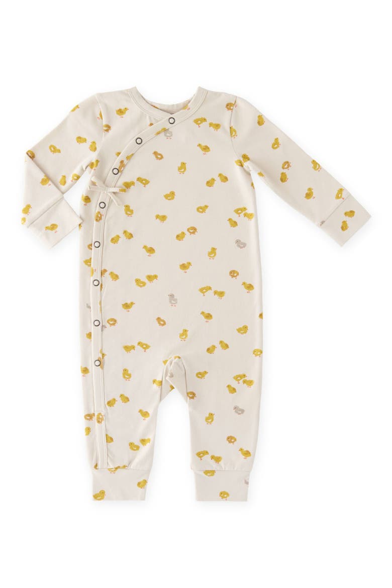 Littles Snap Front Stretch Organic Cotton Romper, Main, color, CHEERFUL CHICK