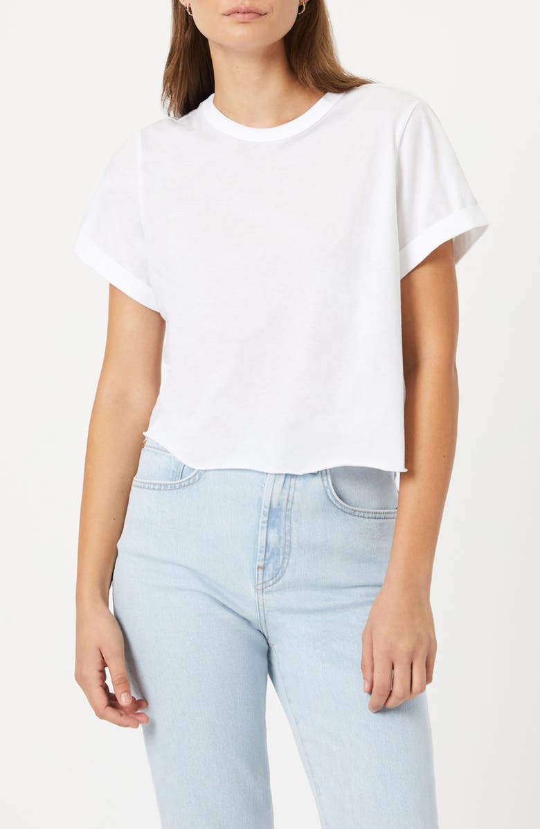 Mavi Jeans Raw Hem Crop T-Shirt, Main, color, White