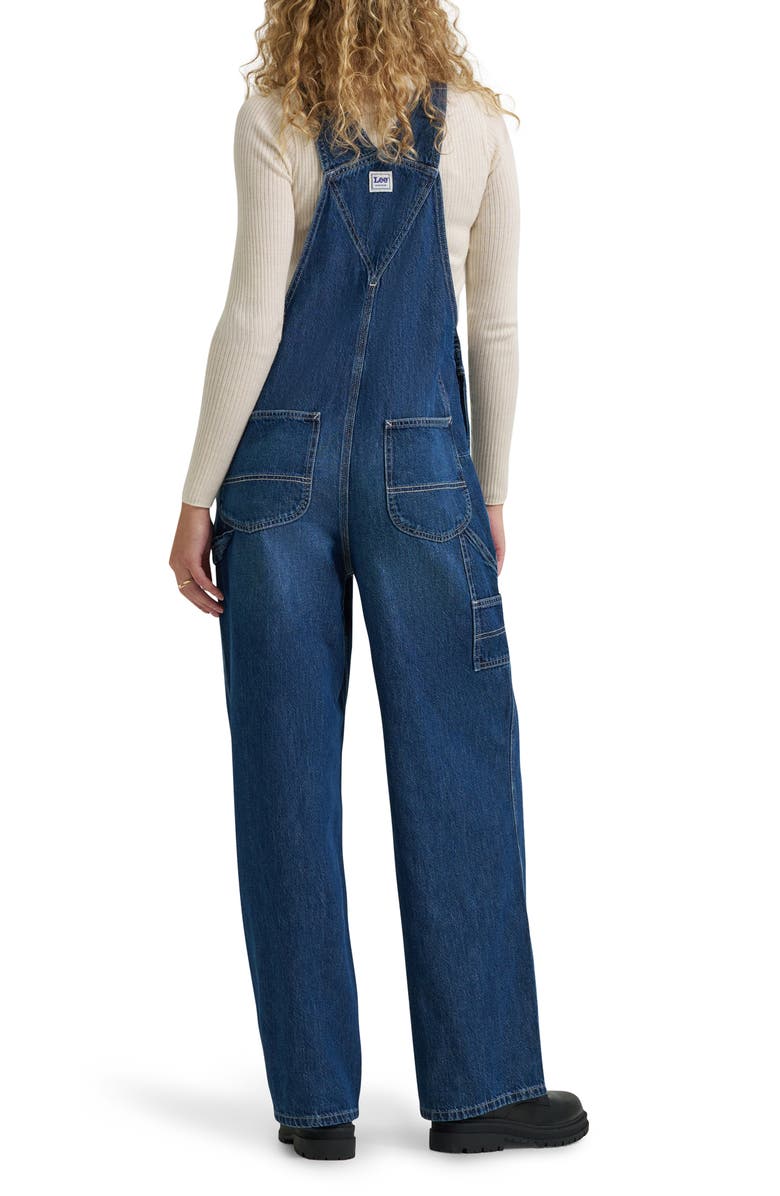 Lee Distressed Relaxed Denim Overalls, Alternate, color, Blue Theory