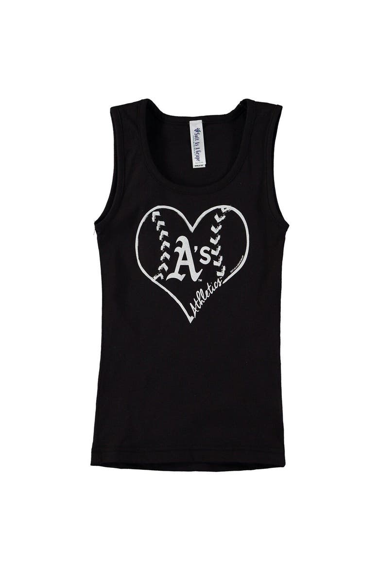 Girls Youth Soft as a Grape Black Oakland Athletics Cotton Tank Top, Main, color, Black