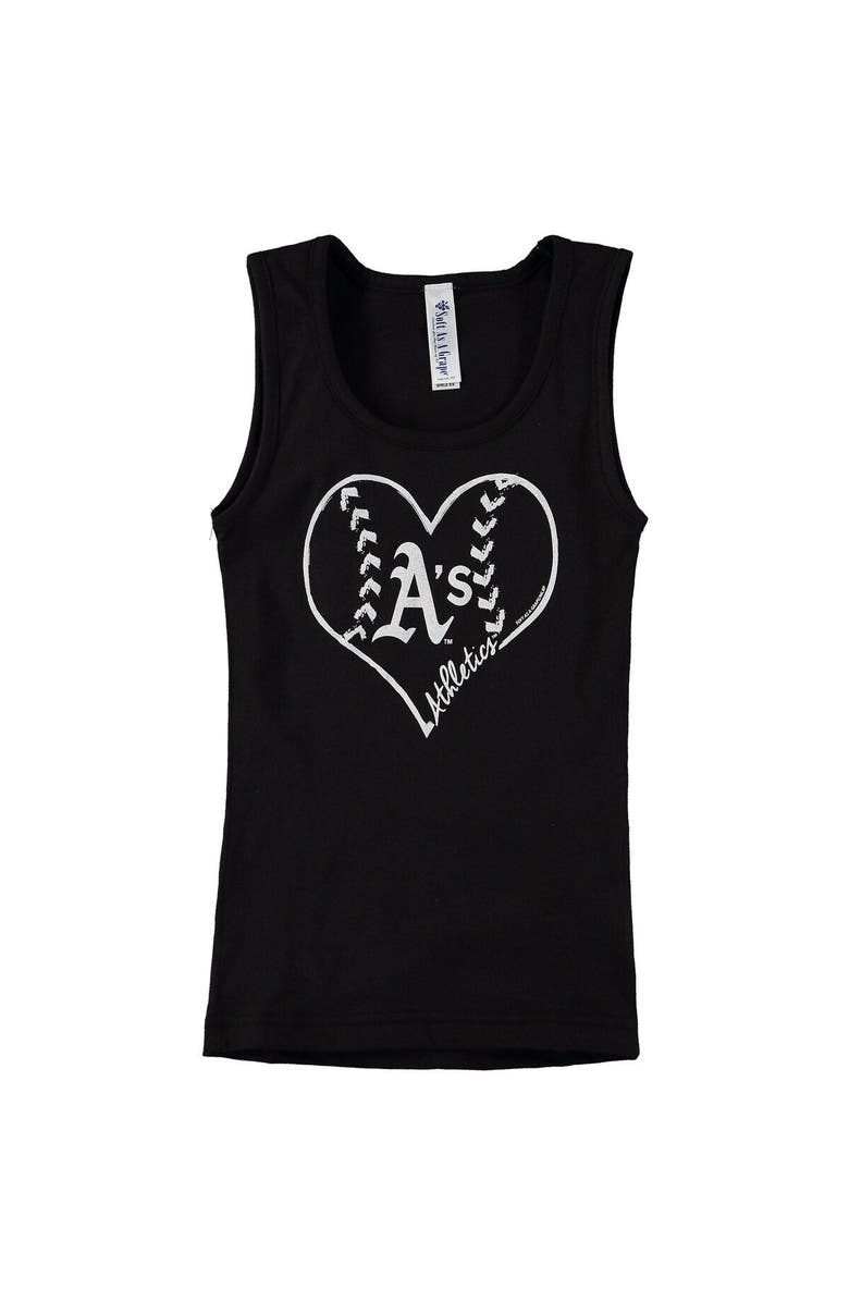 SOFT AS A GRAPE Girls Youth Soft as a Grape Black Oakland Athletics Cotton Tank Top, Main, color, Black