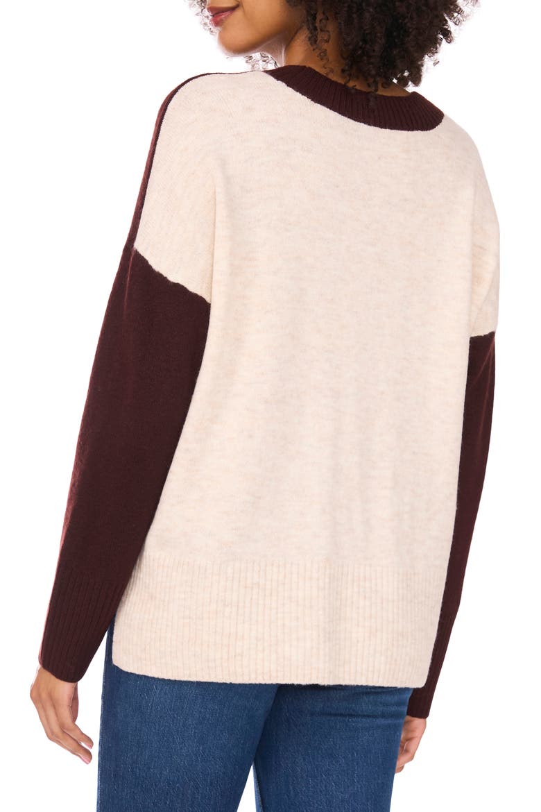 Contrast High-Low Sweater, Alternate, color, PORT/ MALTED