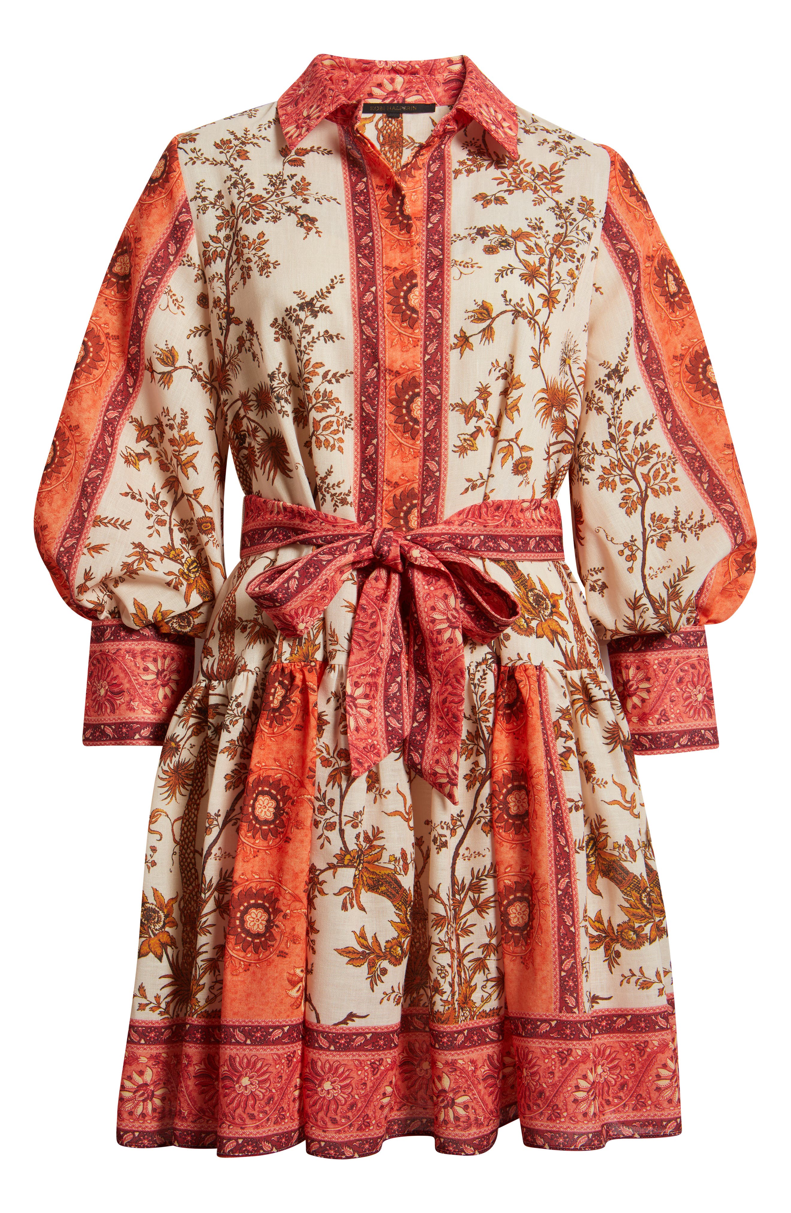 Bailey Print Long Sleeve Tie Waist Dress