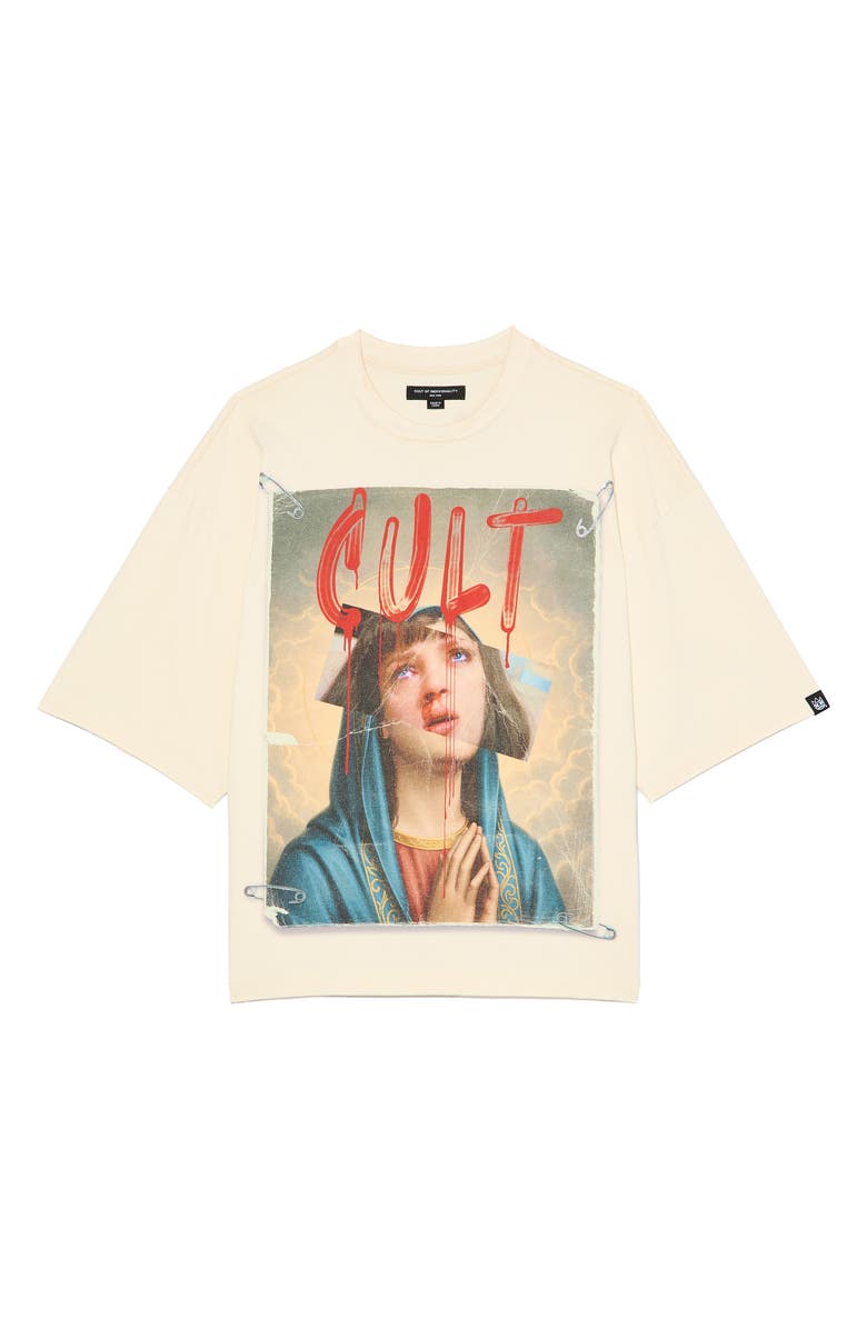 Cult of Individuality Poor Social Skills Oversize Graphic T-Shirt, Alternate, color, Winter White