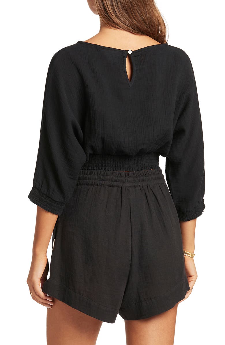 Sea Level Sunset Crop Blouse, Alternate, color, Black