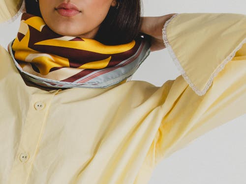 Alas Large Designer Printed Silk Scarf In Brown