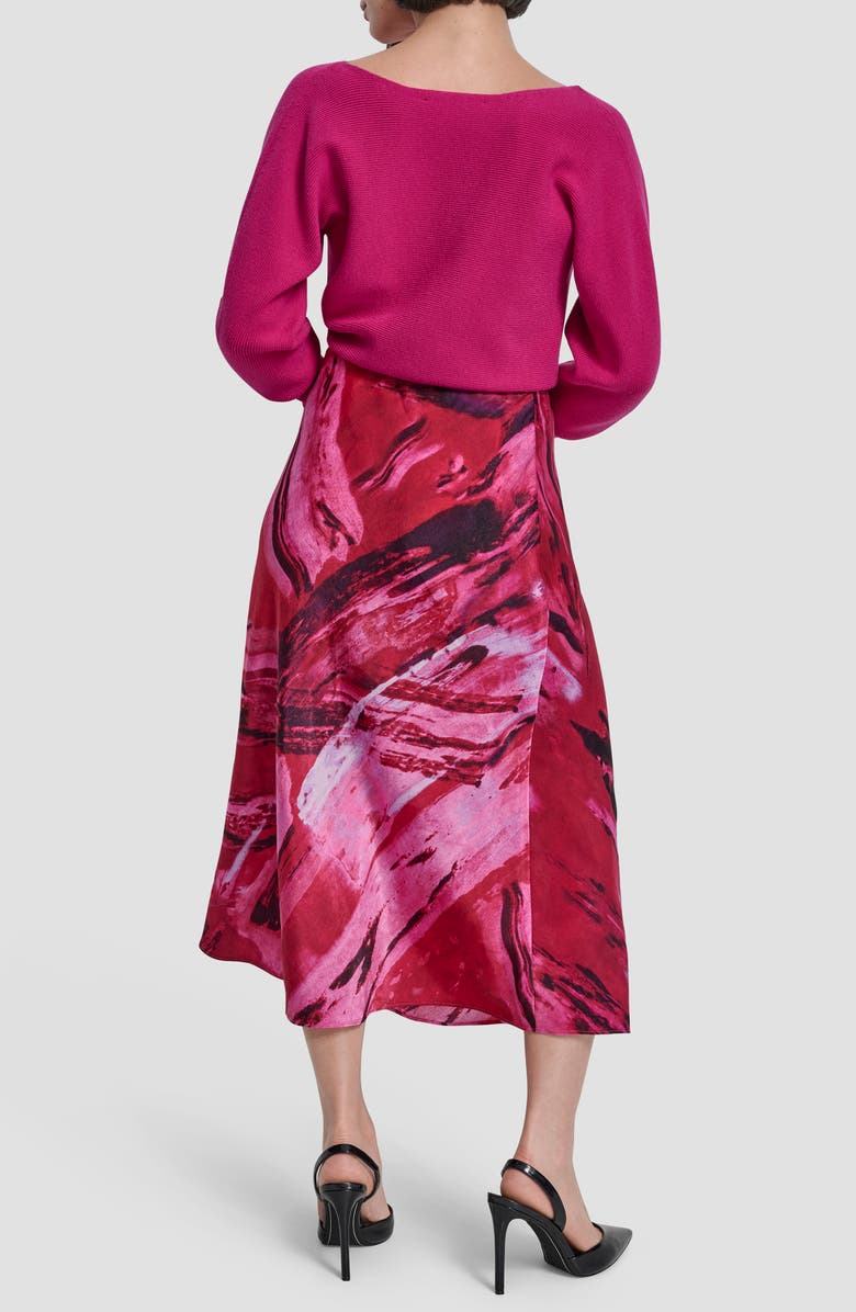 DKNY Abstract Print Bias Cut Midi Skirt, Alternate, color, Neon Nights