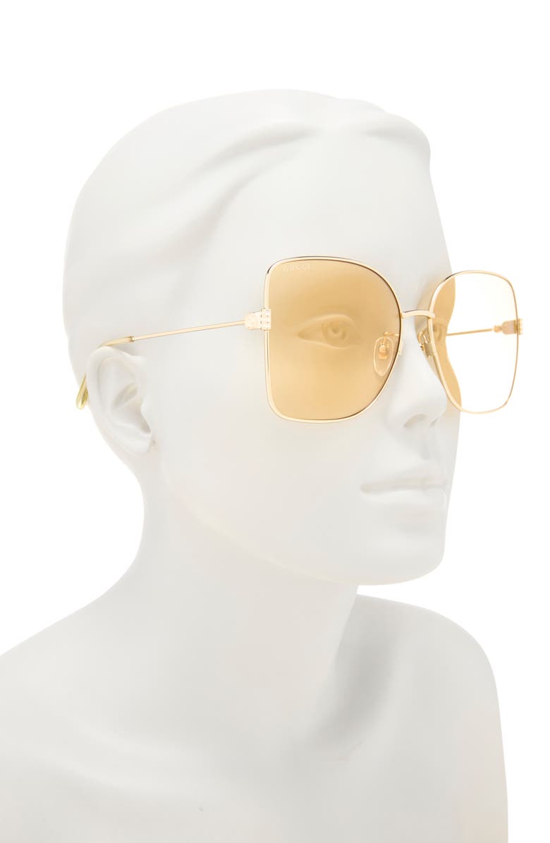 Gucci 62mm Oversize Gradient Square Sunglasses, Alternate, color, Gold Gold Orange