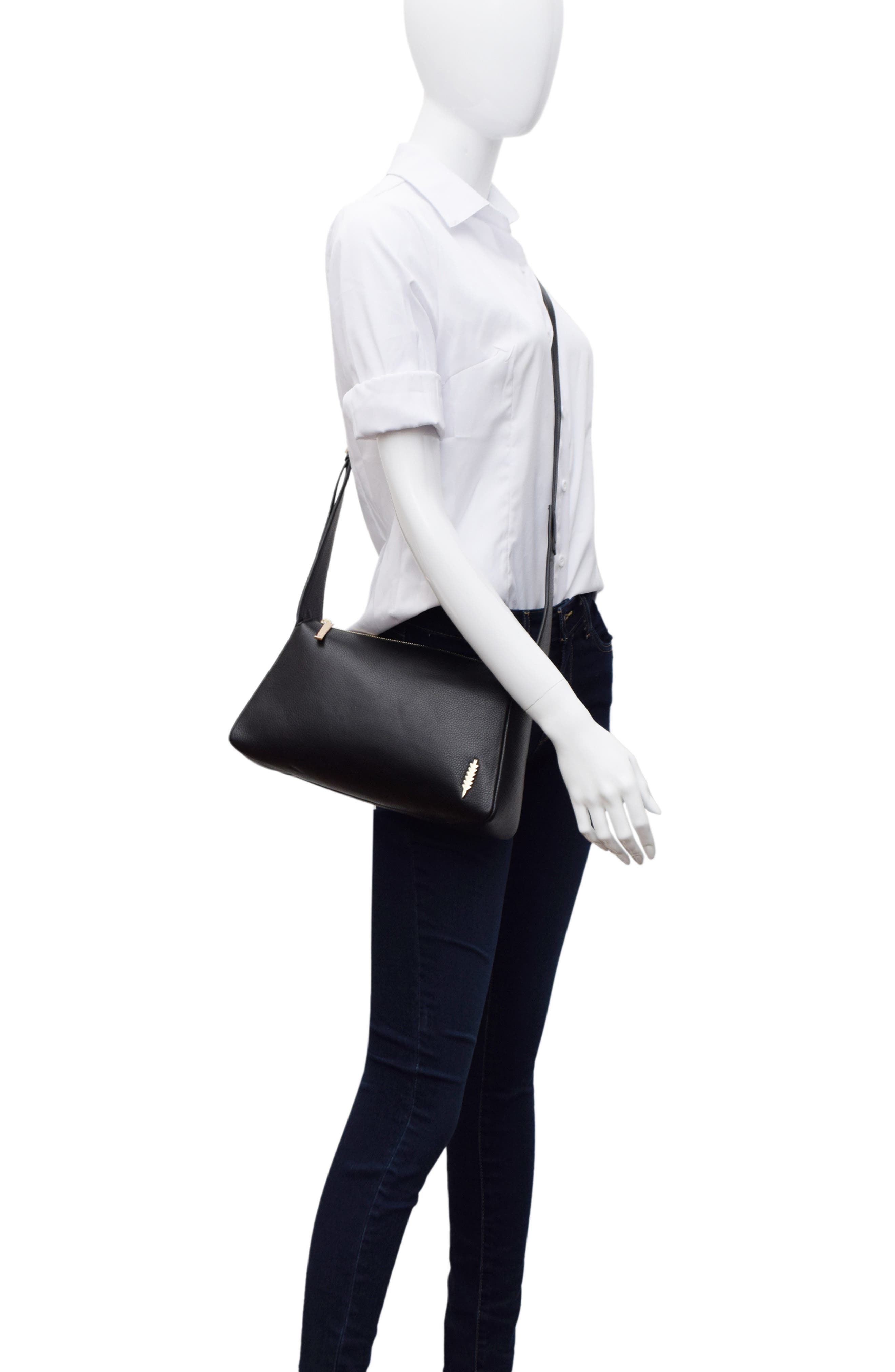 Thacker Bella Pebbled Leather Crossbody Bag, Alternate, color, Black
