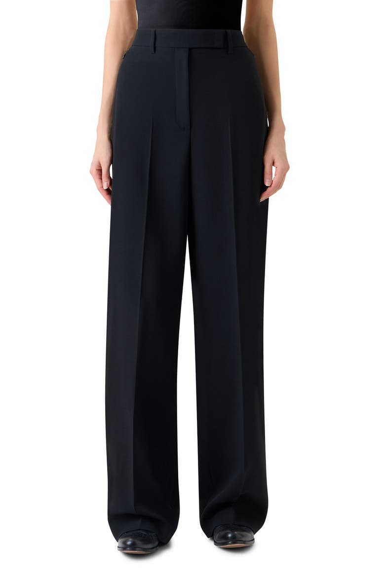 Forest Wool Blend Straight Leg Pants, Main, color, BLACK