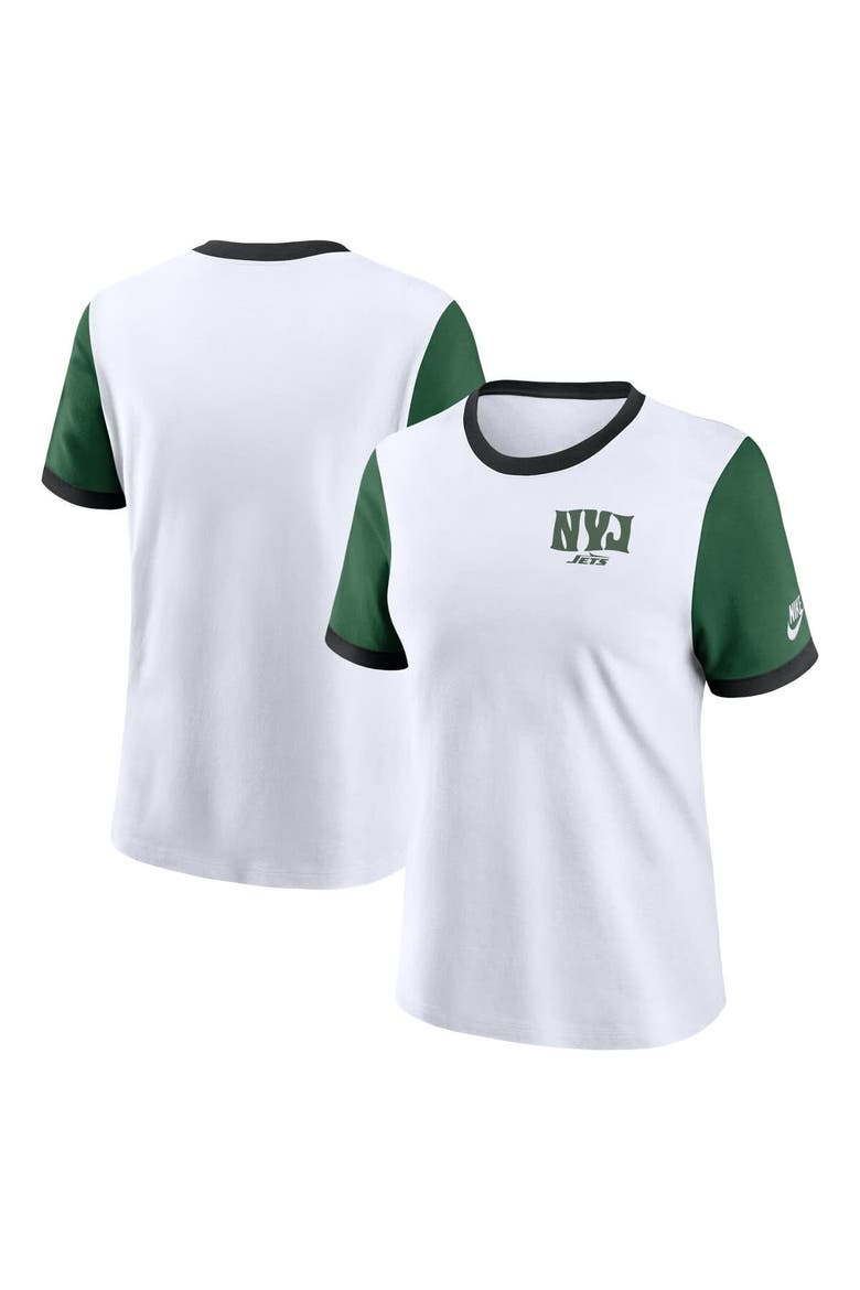 Women's Nike White/Green New York Jets Rewind Ringer T-Shirt, Main, color, White