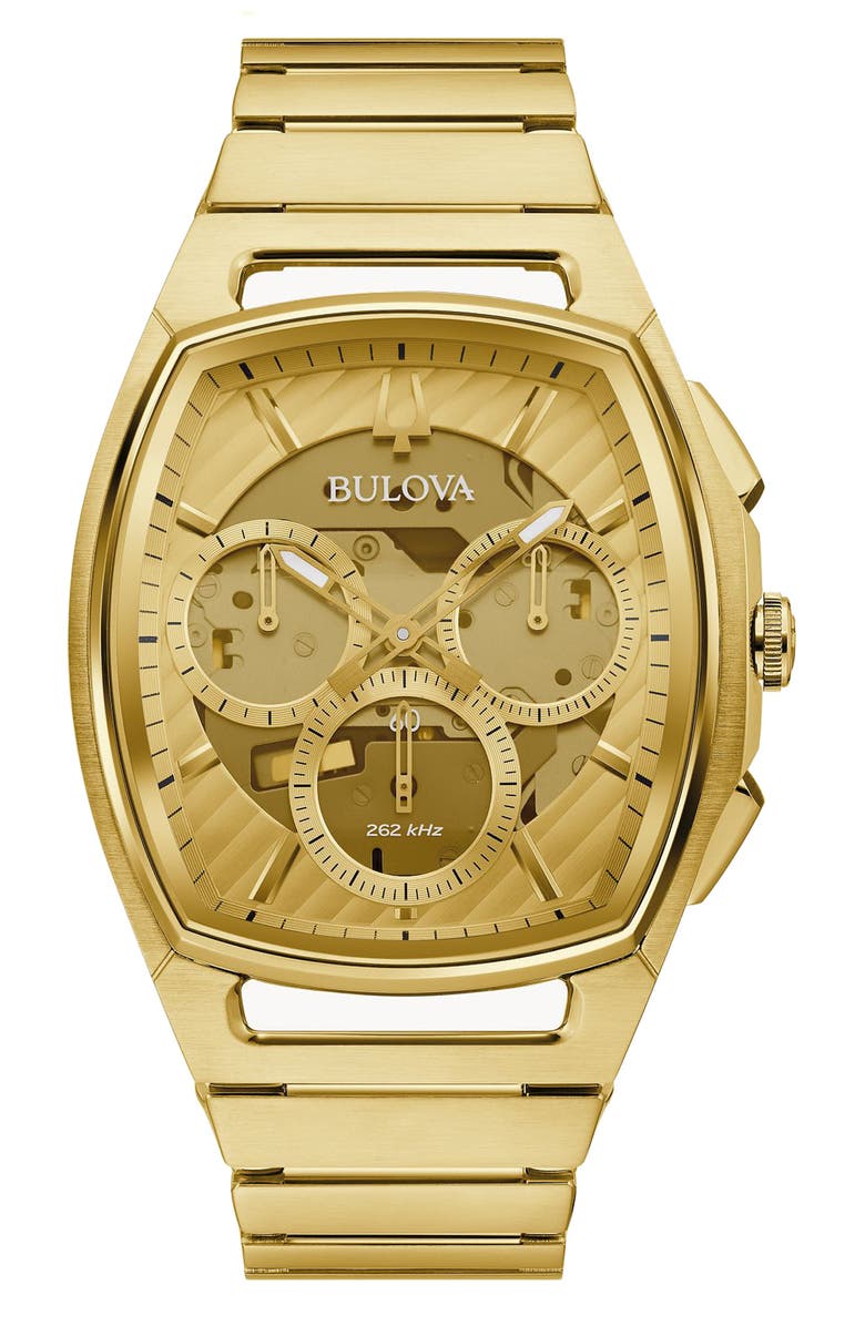 BULOVA Curv Champagne Dial Bracelet Watch, 42mm, Main, color,