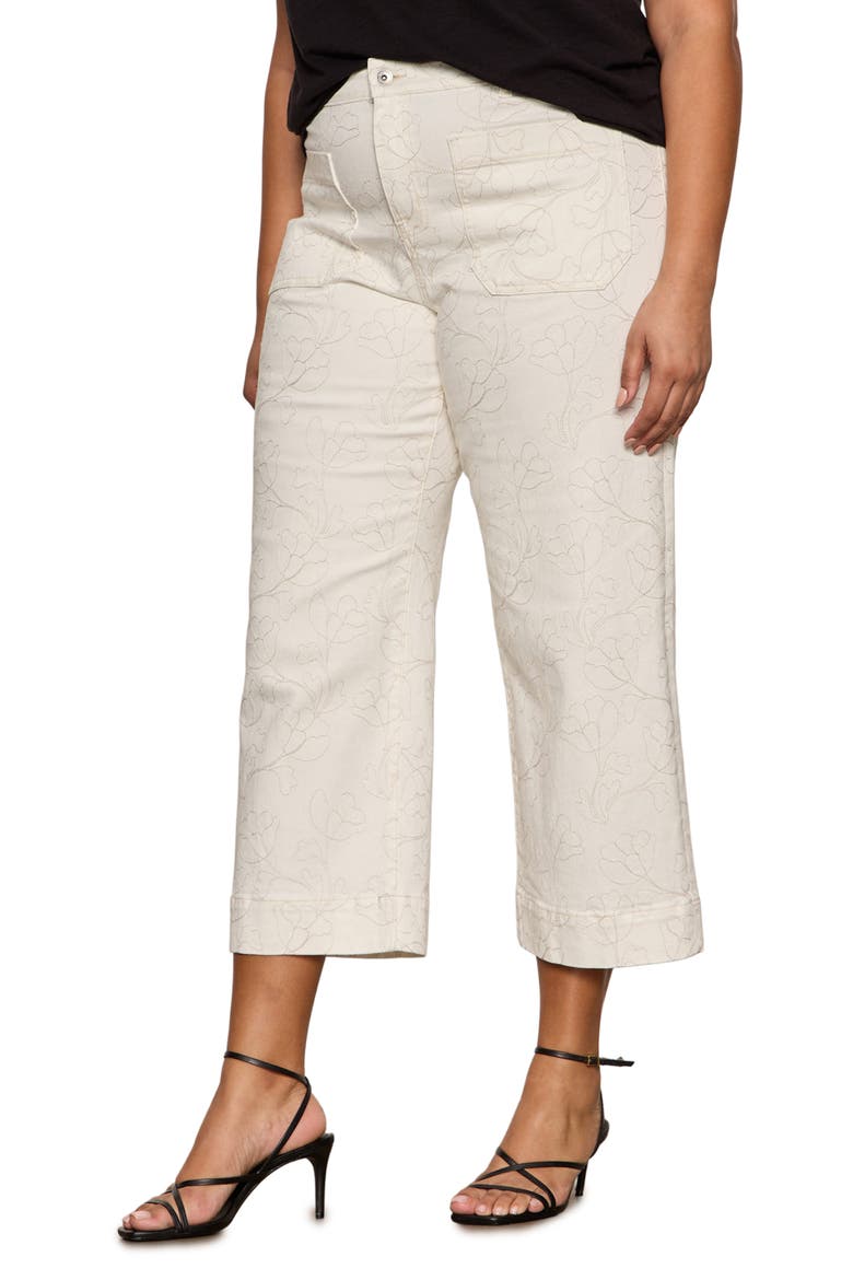 The Marine Embroidered Crop Wide Leg Jeans, Alternate, color, CHALK WHITE