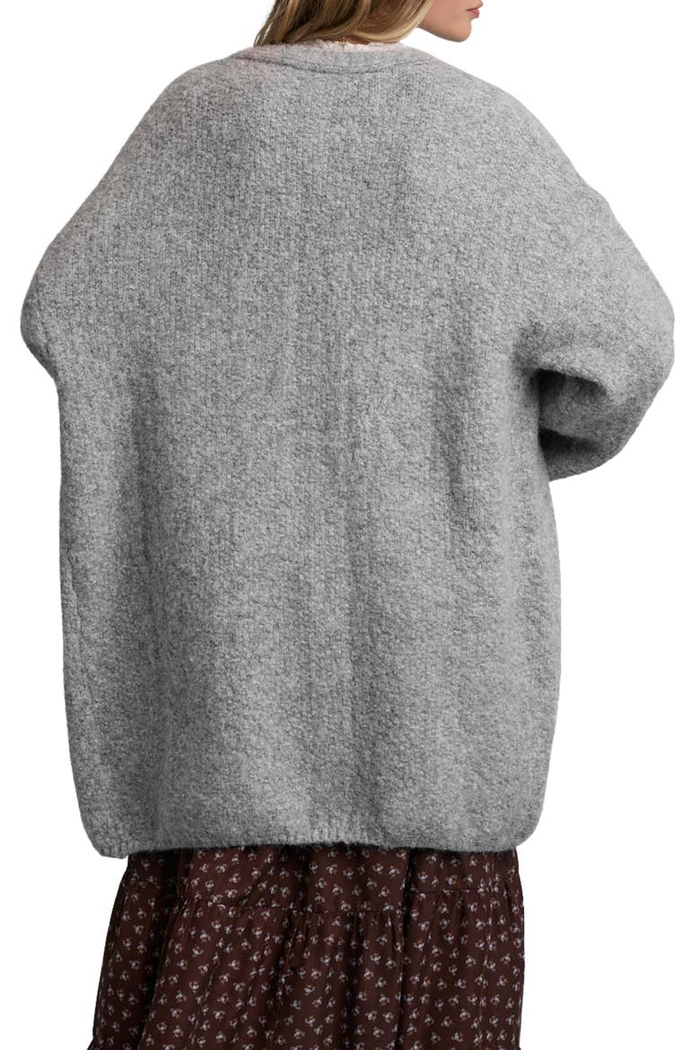 Oversized Brushed Cardigan, Alternate, color, GREY
