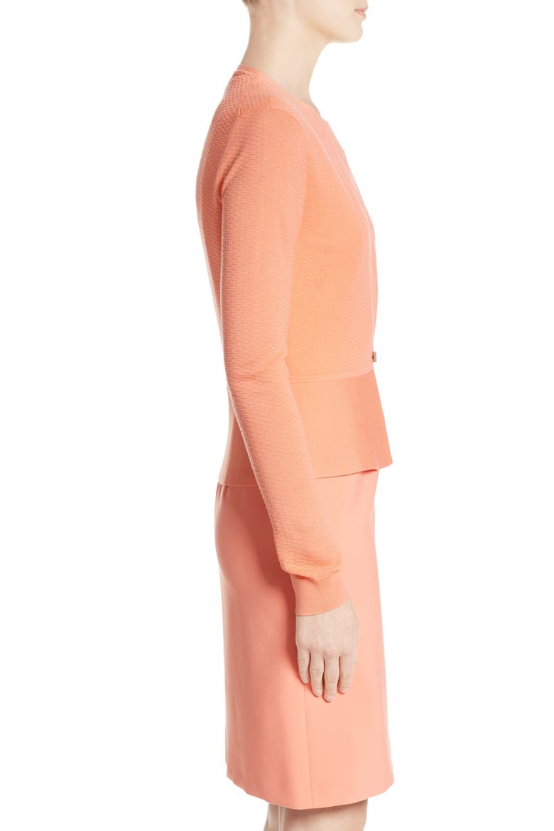 Feline Wool Peplum Cardigan, Alternate, color, TROPICAL BLOSSOM