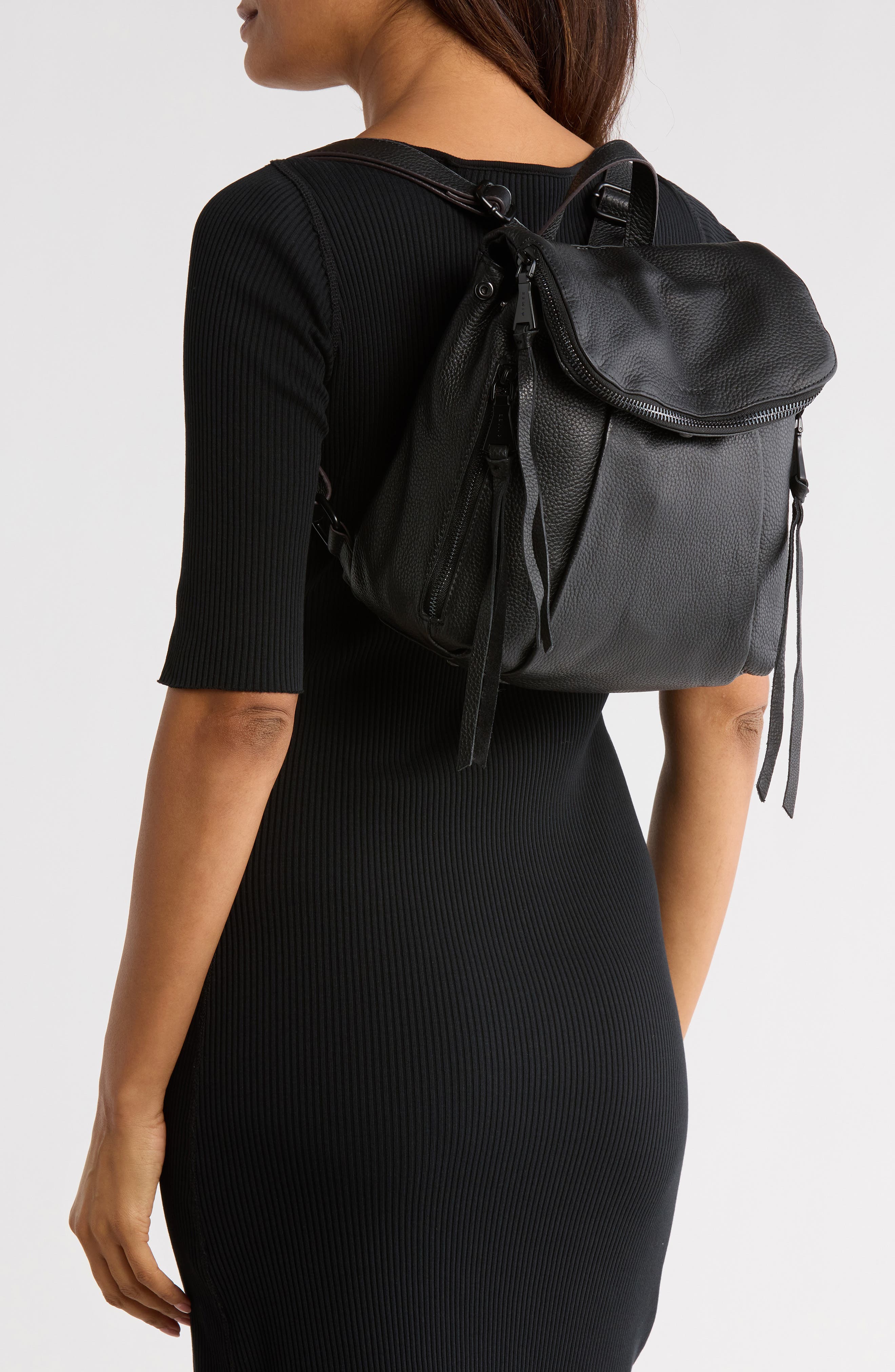 AIMEE Horizon Convertible Leather Backpack, Alternate, color, Black