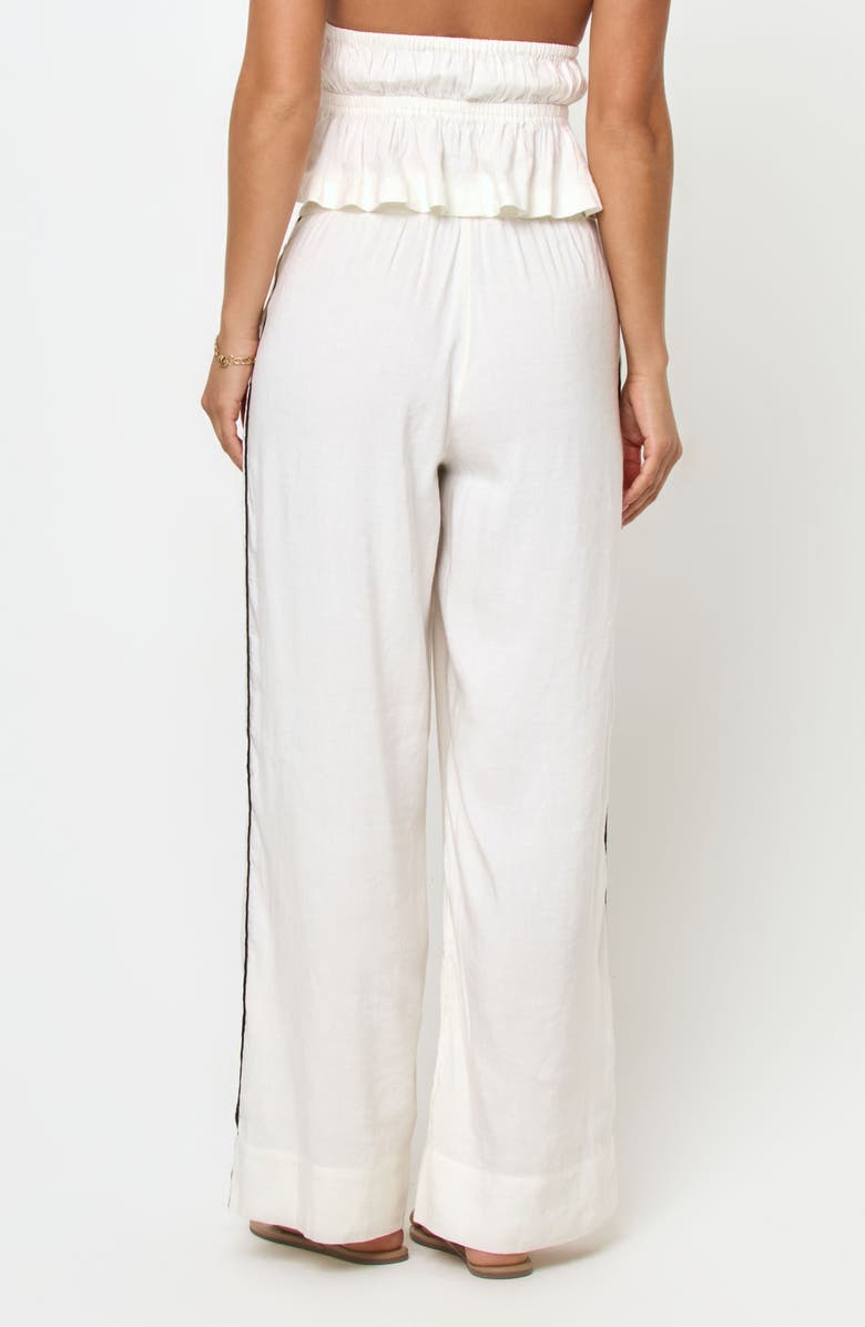 LSPACE Sur Wide Leg Linen Blend Cover-Up Pants, Alternate, color, Cream