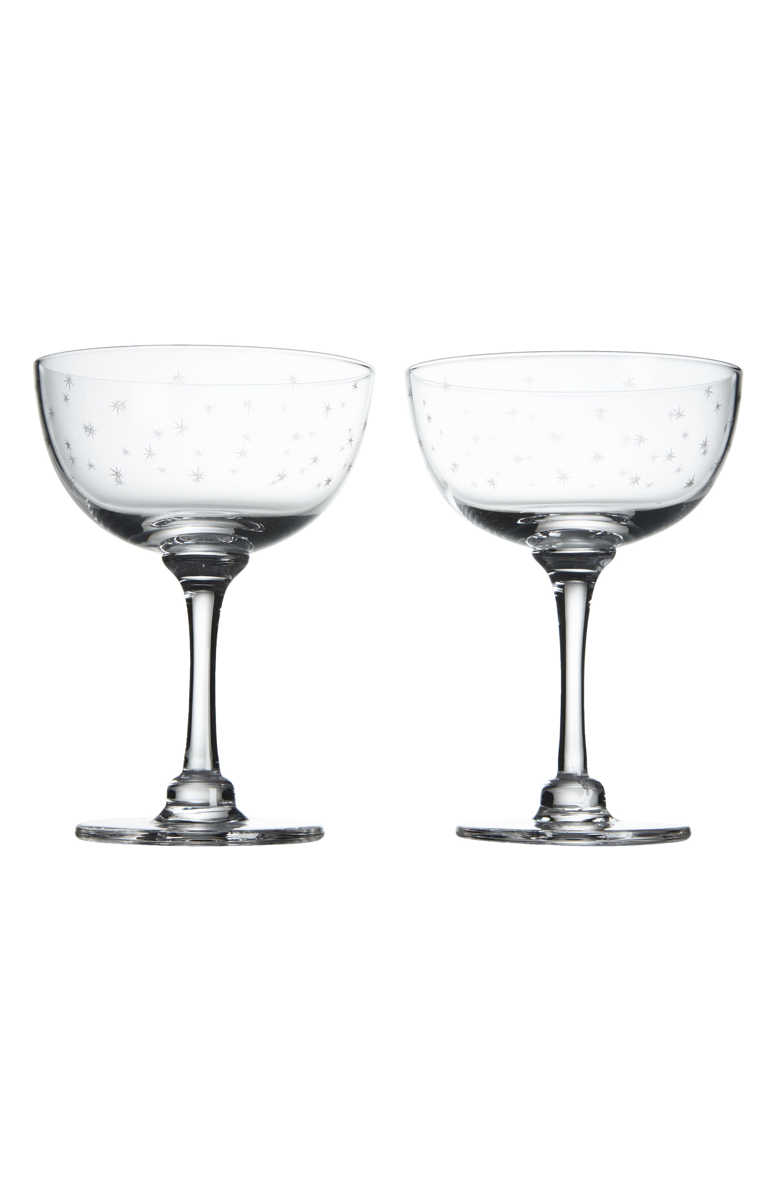 The Vintage List Set of 2 Crystal Champagne Saucers in Stars 
