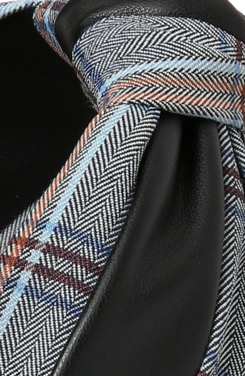 NATASHA Mixed Media Plaid & Faux Leather Headband, Alternate, color, Black