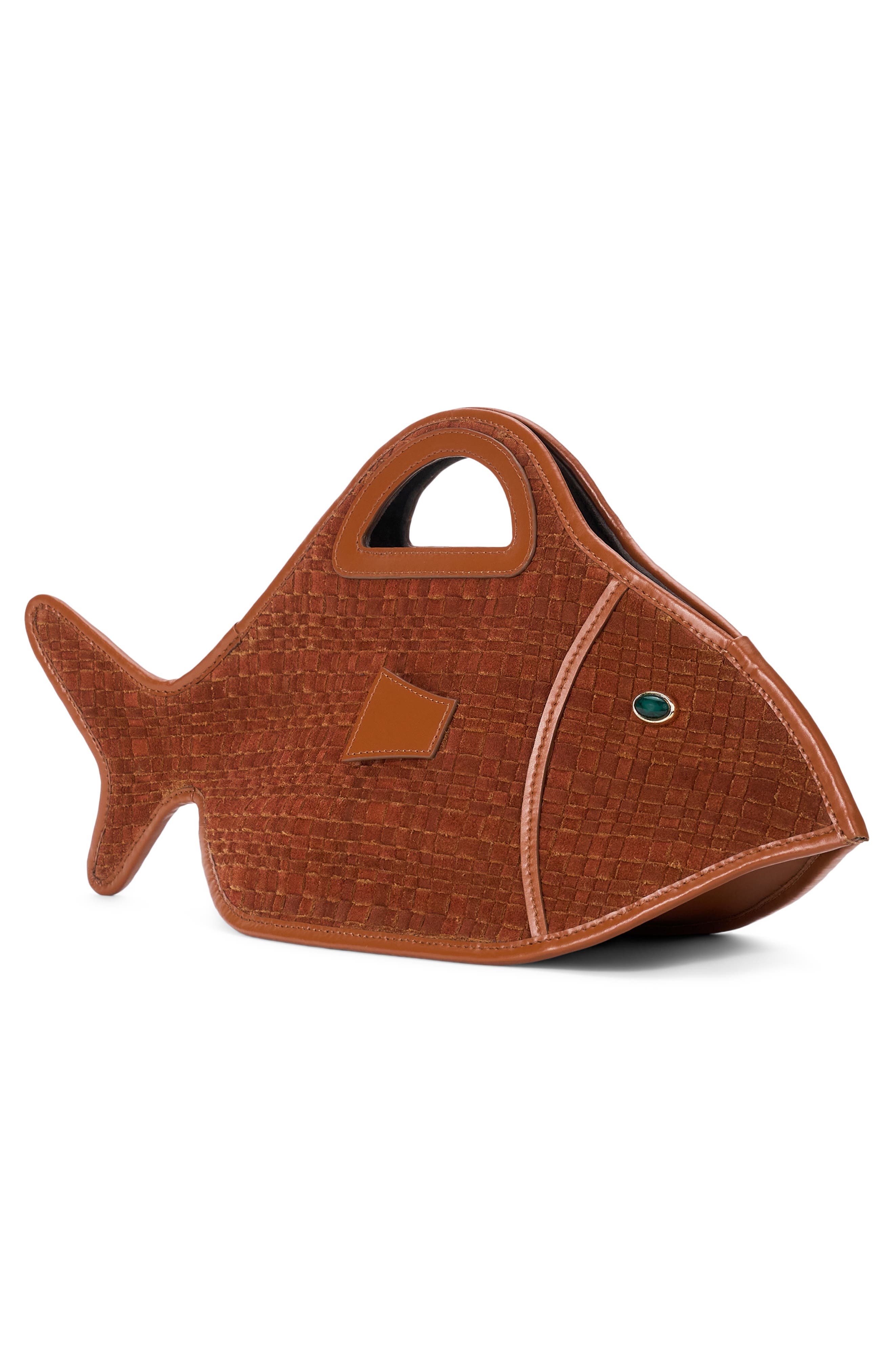 STAUD Cleo Leather Fish Bag, Alternate, color, Tabac