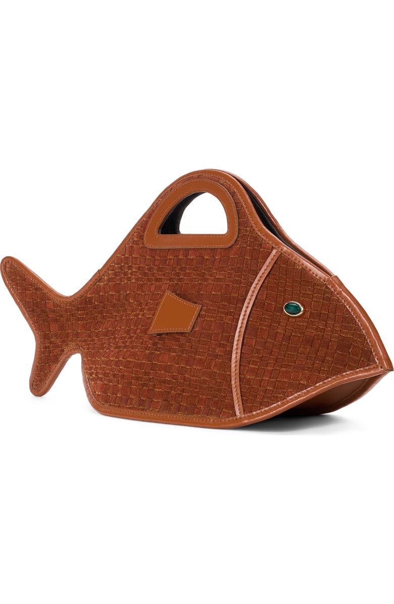 STAUD Cleo Leather Fish Bag, Alternate, color, Tabac