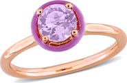 Julianna B. Gemstone & Enamel Halo Solitaire Ring