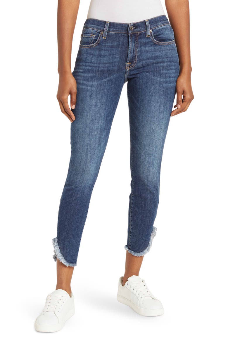 Gwen Frayed Ankle Crop Tulip Hem Skinny Jeans, Main, color, TERRACEDES