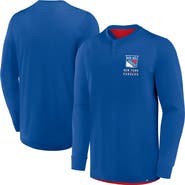 FANATICS Men's Fanatics Blue New York Rangers Adrenaline Push Long Sleeve Henley Shirt