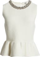 Endless Rose Embellished Knit Peplum Top