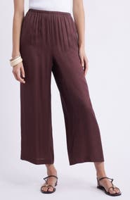 Nordstrom Print Pull-On Satin Crop Wide Leg Pants