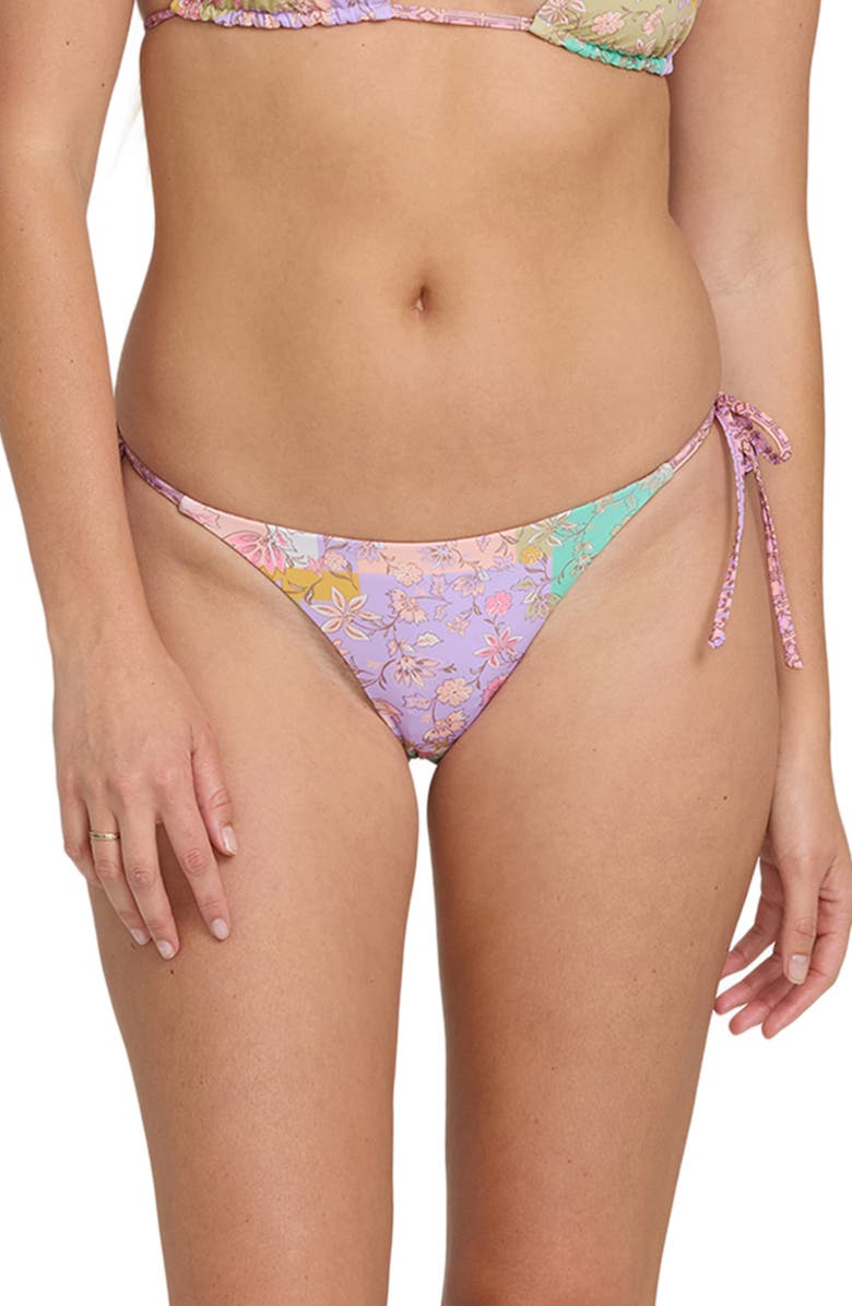 Billabong Dreamy Daze Reversible Tanga Side Tie Bikini Bottoms, Main, color, Sweet Lilac