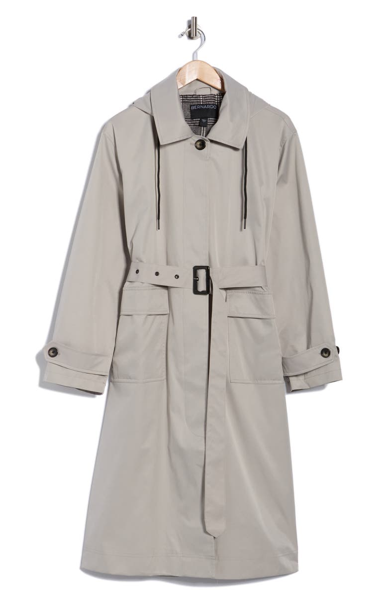 Bernardo Hooded Functional Raincoat, Alternate, color, Ash