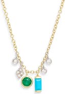 Meira T 14k Gold Gemstone & Diamond Charm Necklace