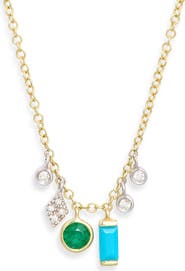 Meira T 14k Gold Gemstone & Diamond Charm Necklace