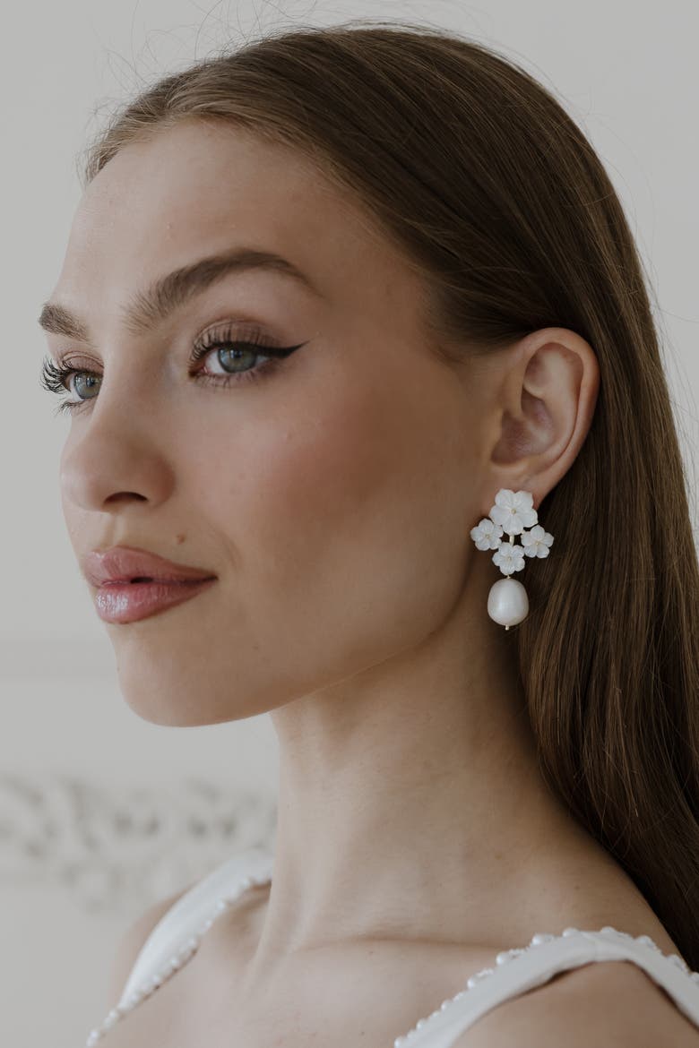 Garden Party Pearl Earrings, Alternate, color, Metallic Gold