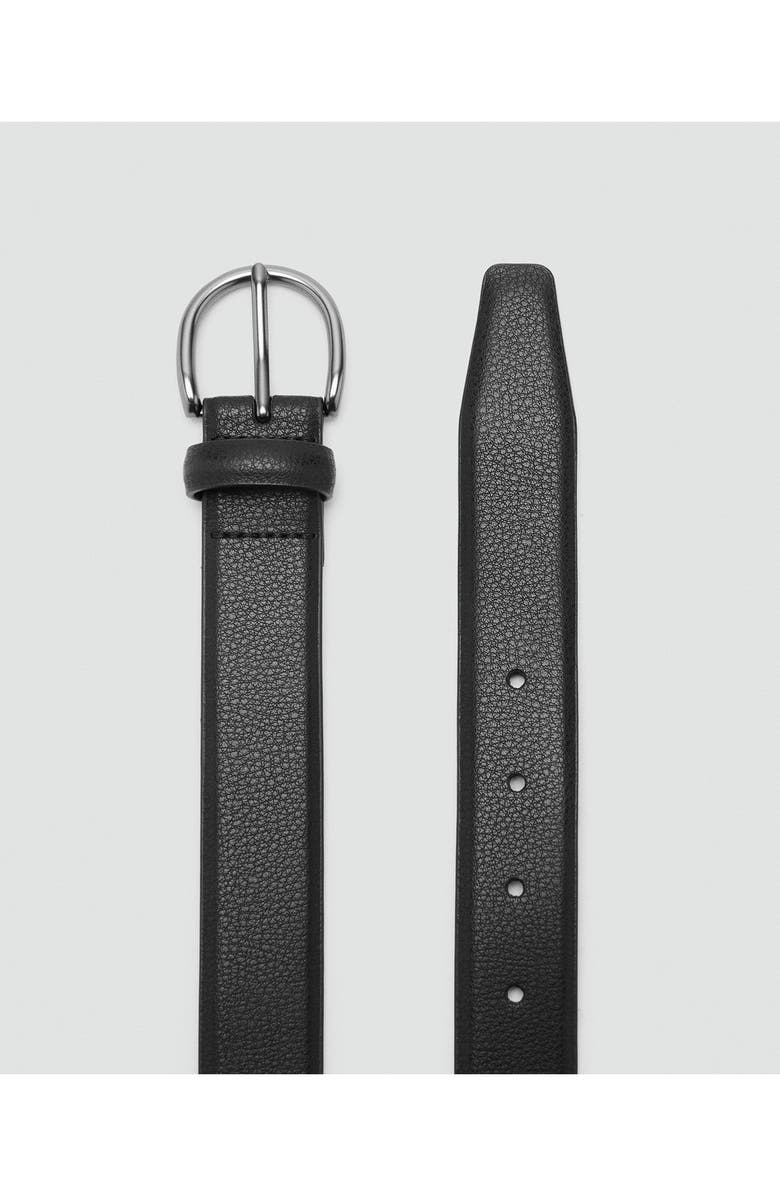 MANGO Pebble Leather Belt, Alternate, color, Black