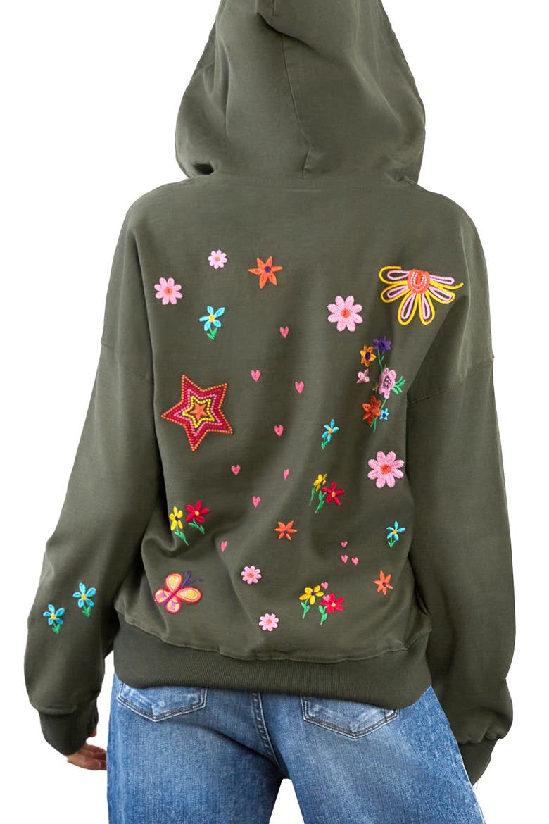 Sketchbook Embroidered Zip-Up Graphic Hoodie, Alternate, color, OLIVE