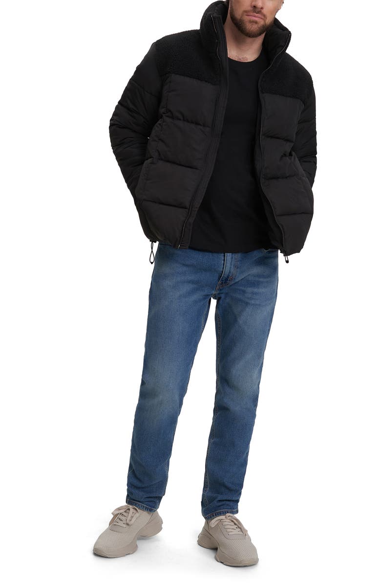 Noize Barry Faux Shearling Puffer Jacket, Alternate, color, Black