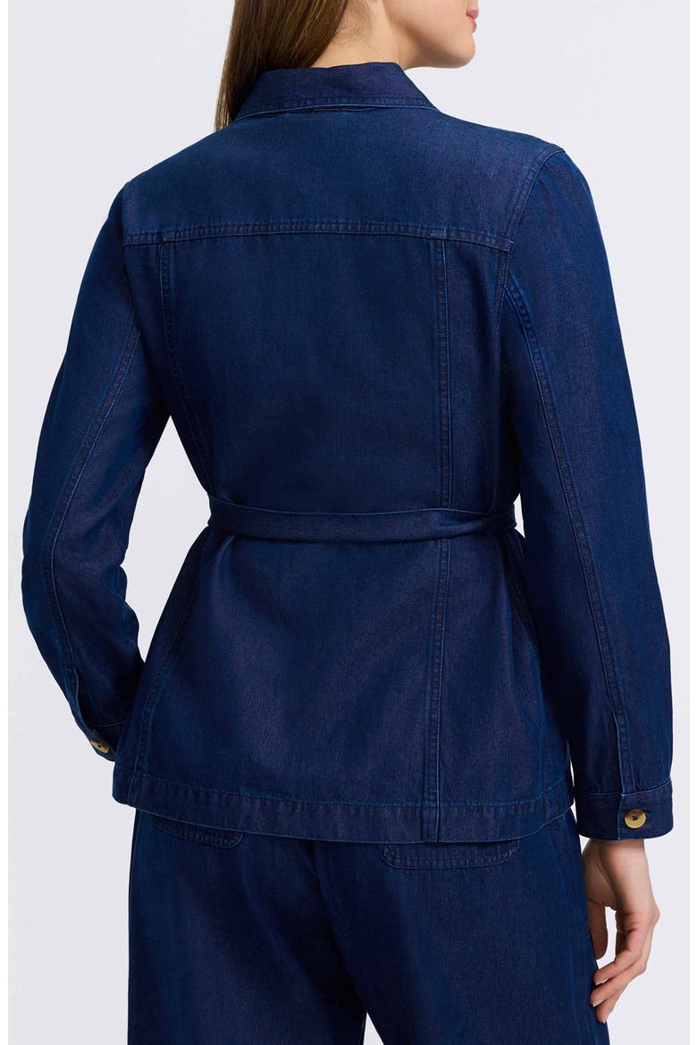 Stella Belted Denim Utility Jacket, Alternate, color, DARK WASH