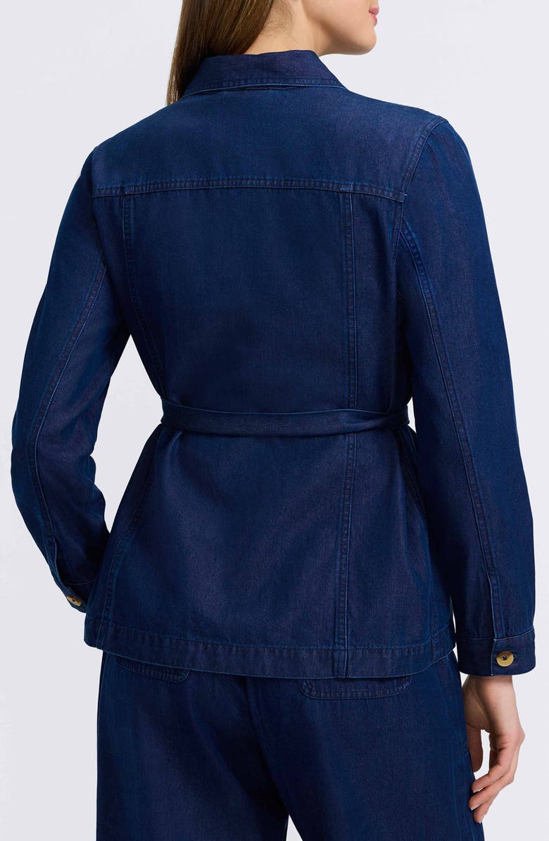 Foxcroft Stella Belted Denim Utility Jacket, Alternate, color, Dark Wash