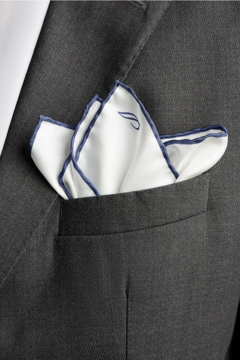 Mont Blanc - Silk Pocket Square for Men, Alternate, color, Navy