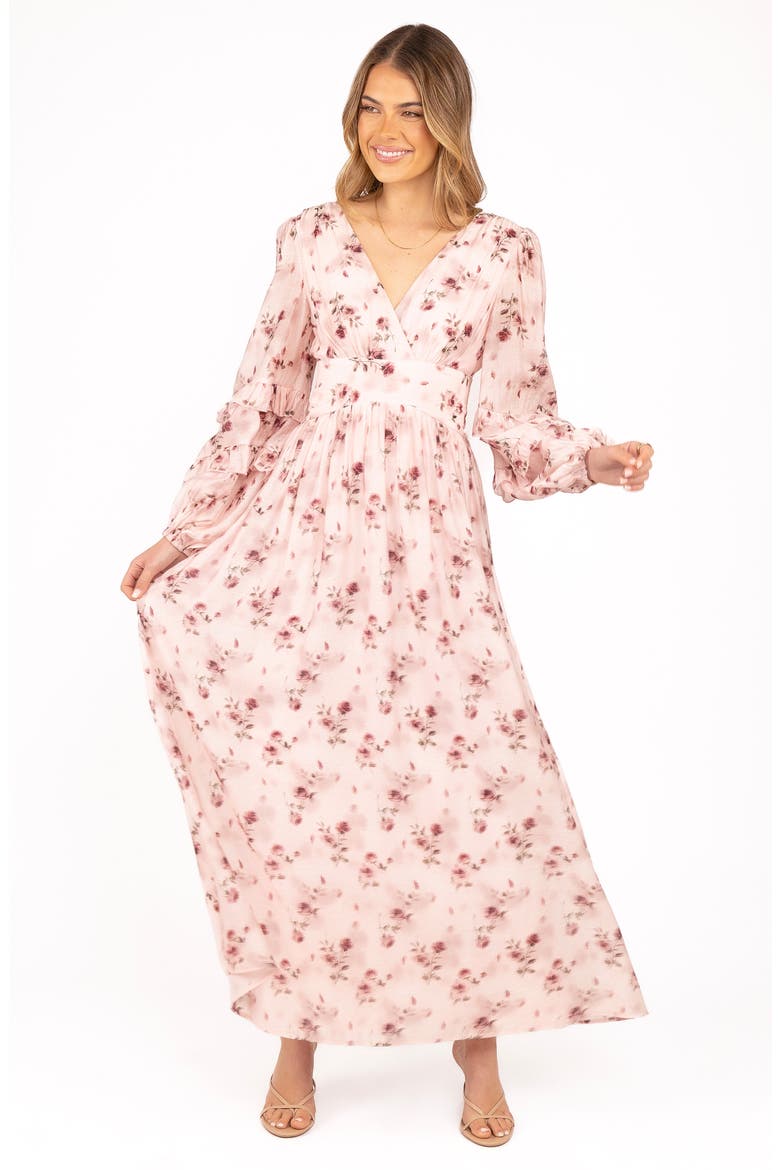 Vayla Floral Print Long Sleeve Maxi Dress, Alternate, color, PINK ROSE