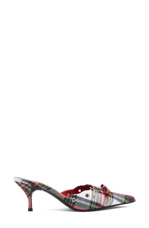 Jeffrey Campbell Gratis Pointed Toe Mule In Red White Plaid Silver