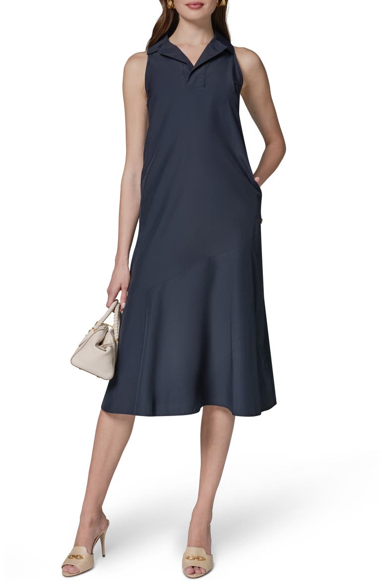 Crushed Cotton Blend Midi Dress, Alternate, color, NIGHTFALL