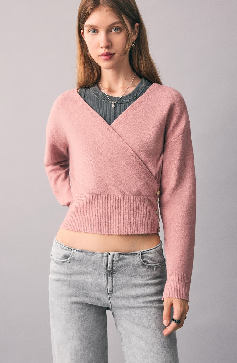 MANGO TEEN Low Rise Stud Wide Leg Jeans, Alternate, color, Denim Grey